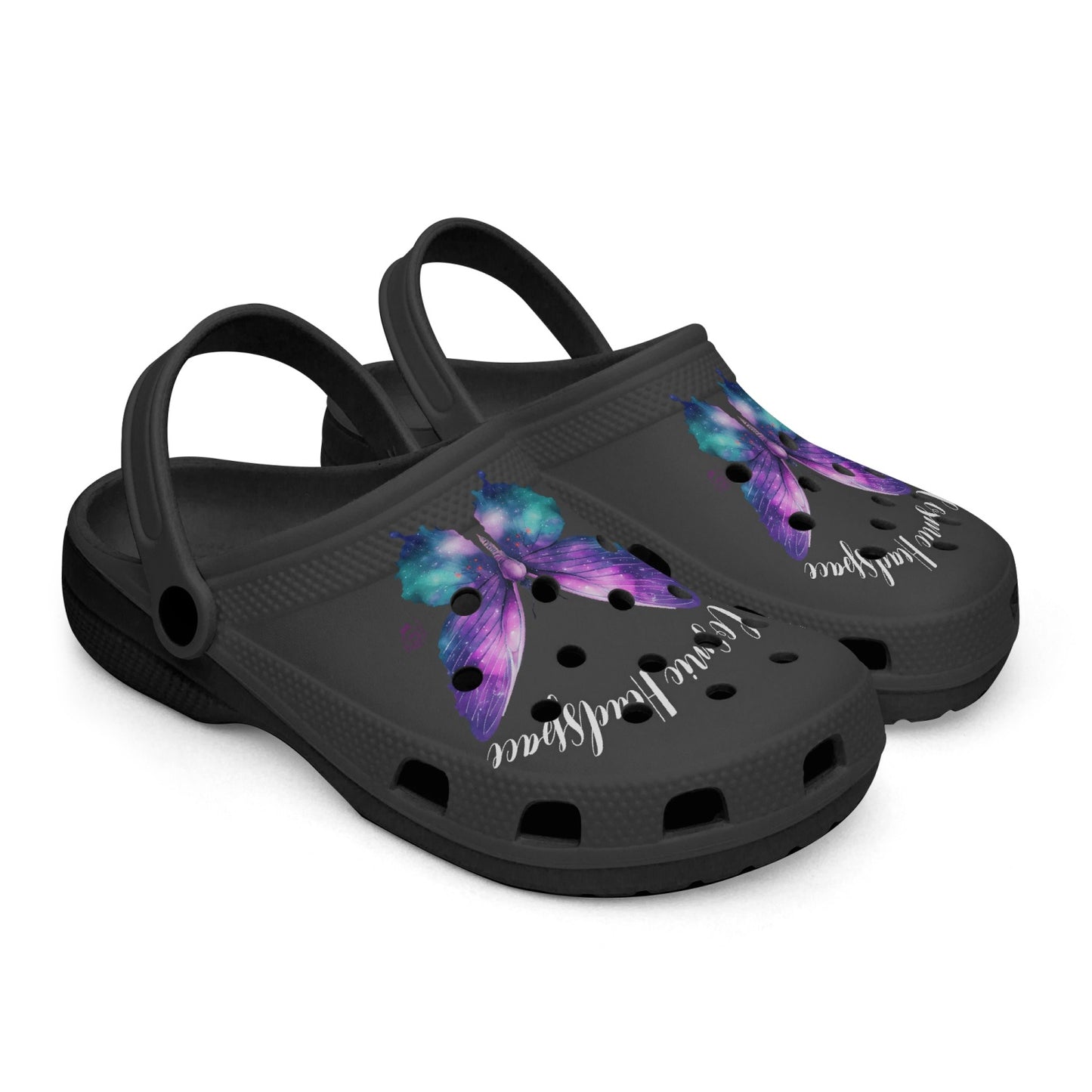 613. Black-base AOP Clogs