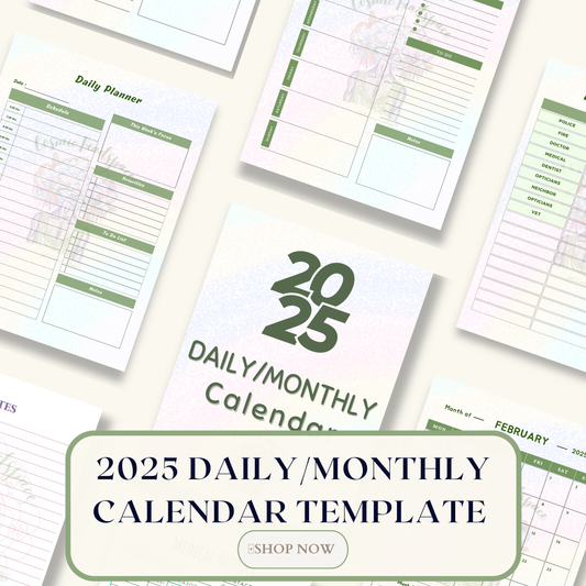 2025 DAILY/MONTHLY Calendar TEMPLATE