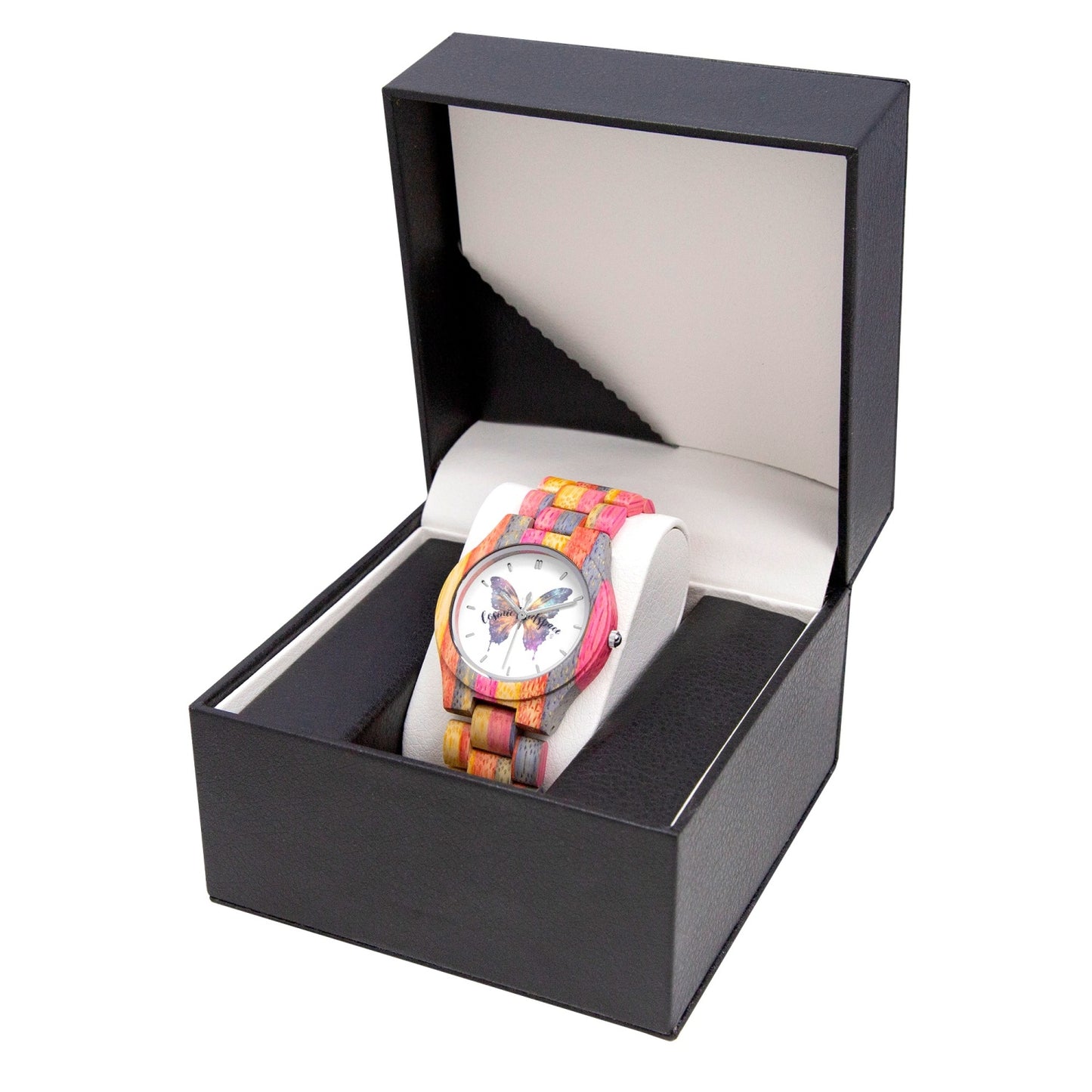 883. Camouflage Wooden Watch - Grey&Pink