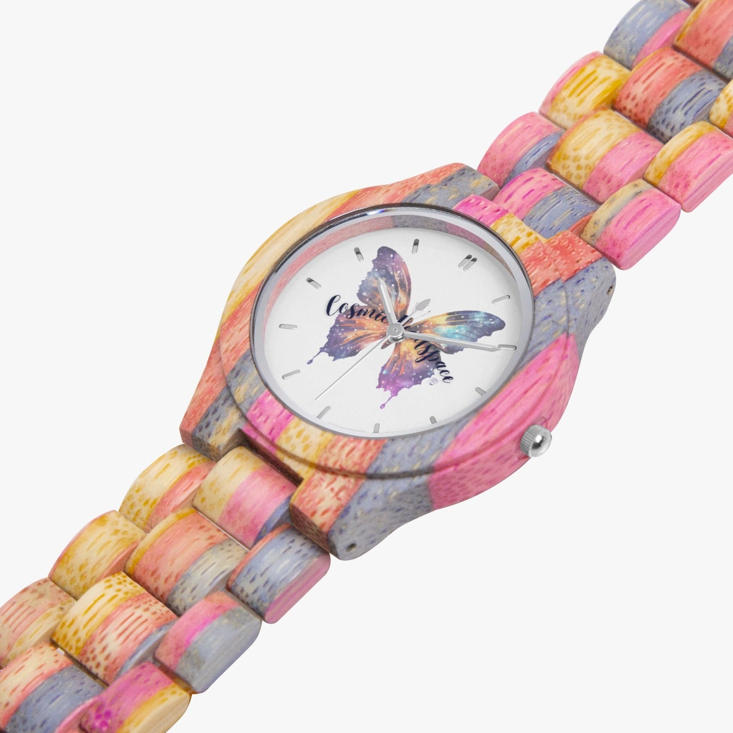 883. Camouflage Wooden Watch - Grey&Pink