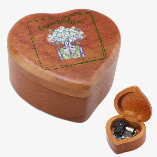 830. Heart Shaped Wooden Music Box