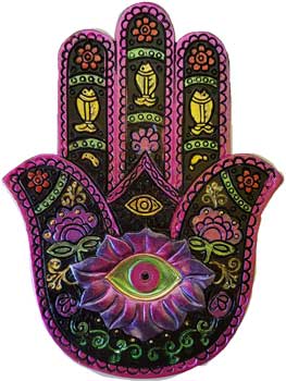 IBH709 - Black & Fuchia Hamsa incense burner