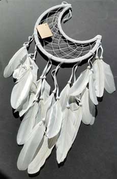 RDC77 - 8 1/2" Half Moon white dream catcher