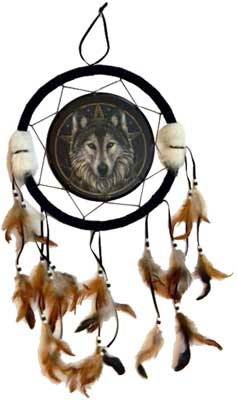 RD406 - Wolf dream catcher 13"