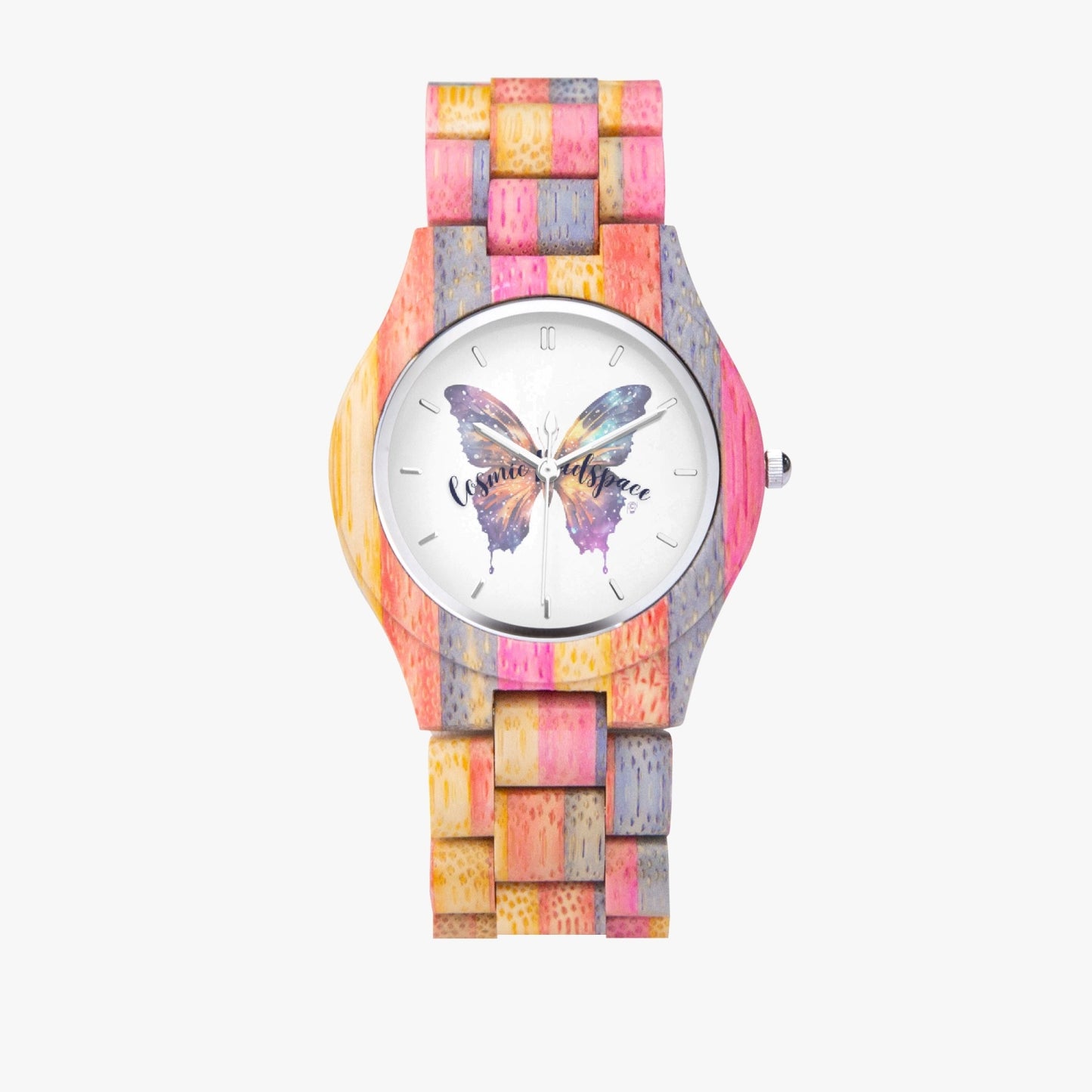 883. Camouflage Wooden Watch - Grey&Pink